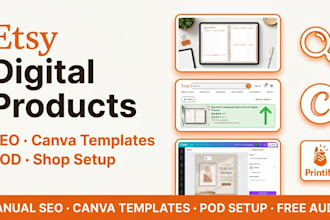 design etsy digital products, etsy shop setup, pod and etsy SEO listing