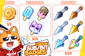 design custom twitch sub badges and bit badges