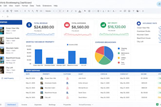 clean, format, organize airbnb bookkeeping data entry excel spreadsheet tracker