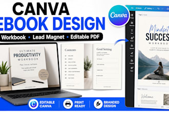 design canva ebook, canva workbook design lead magnet PDF editable canva file
