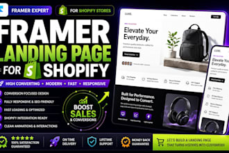 design framer landing page for shopify, framer website design ui ux design