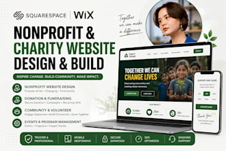 custom squarespace wix nonprofit website charity donation community site build