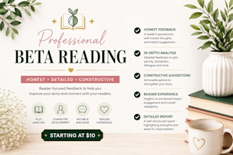 provide detailed beta reading feedback for your book