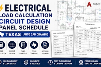 electrical load calculation circuit design panel schedule texas autocad drawing