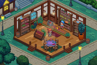 draw isometric pixel art, reuse pixel art, edit pixel art, game environment art
