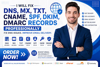 fix dns mx txt cname spf dkim dmarc records professionally