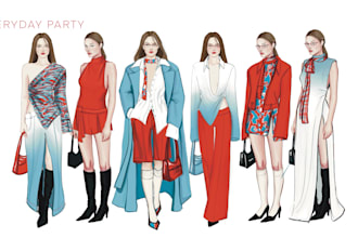 design a fashion collection with illustrations and technical drawings