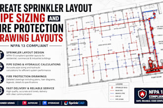 create sprinkler layout pipe sizing and fire protection drawing layouts nfpa 13