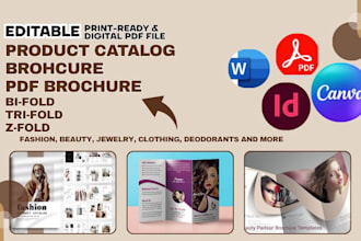 design editable professional fashion, beauty product catalog, PDF brochure