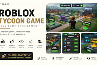 build your full roblox tycoon game with scripts maps mechanics and development