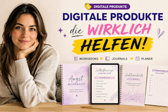 ich gestalte selbsthilfe ebooks,mental health workbooks etsy digital produkte