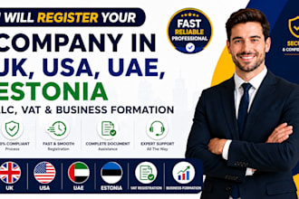 register UK USA uae estonia company llc vat and business formation