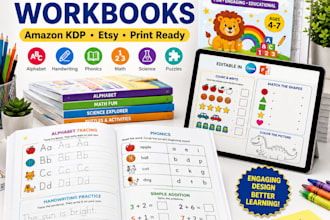 design educational workbooks for amazon KDP etsy and kids learning