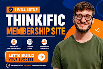 setup thinkific membership site, executive coaching website, student portal