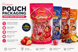 design premium pouch bag packaging design with mockup