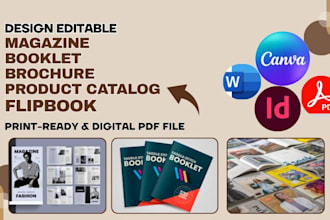 design editable magazine layout, booklet, brochure, product catalog flipbook