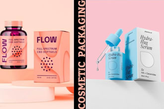 design premium cosmetic packaging, product label and box design