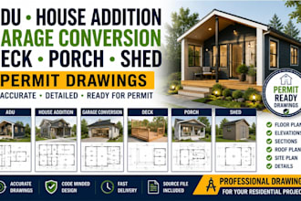 adu permit house addition garage conversion deck porch shed permit drawings