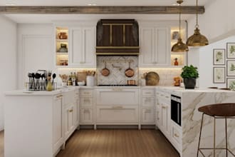 create a functional kitchen with 3d render and floor plan