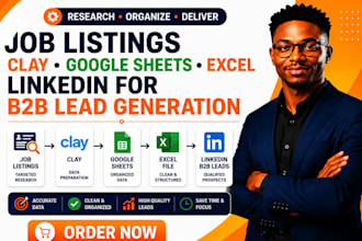 job listings clay google sheets excel linkedin for b2b lead generation