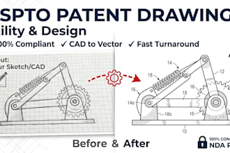 draft uspto utility patent drawings and technical illustrations