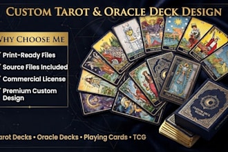 design custom tarot cards, oracle decks, tcg and playing cards