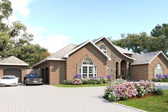remodel uk brick house exterior, render detached house external, front elevation