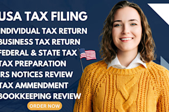 prepare USA income tax filing return business sales tax preparation consultant