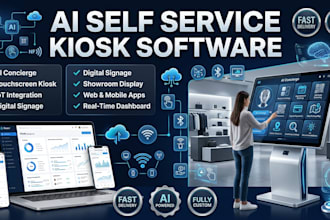 build self service kiosk software ai concierge showroom kiosk iot web mobile app