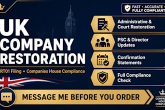 restore UK ltd company, reinstate strike off, rt01 filing fast
