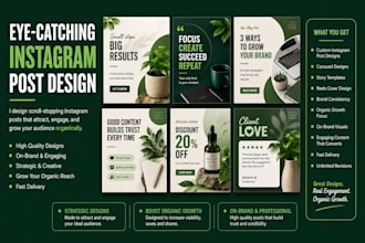 design premium instagram posts, facebook posts, linkedin posts and canva templat