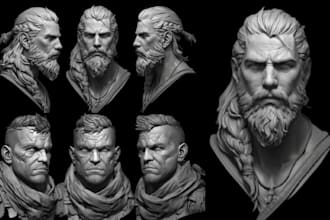 sculpt custom 3d head model 3d face 3d bust model action figure stl 3d printing