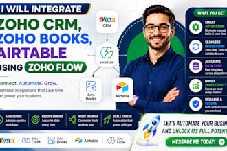 integrate zoho CRM, zoho books, airtable using zoho flows