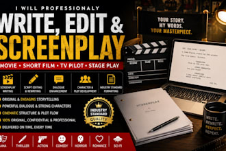 write, edit screenplay script writting, movie, short film script TV pilot