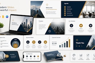 design, redesign pitch deck, powerpoint presentation, google slides and canva