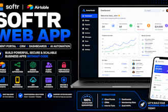 build softr web app client portal CRM dashboard and airtable database