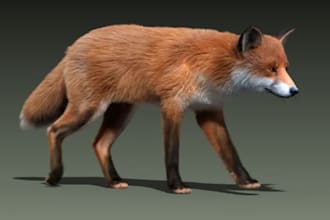create 3d animal model pet, creature with realistic fur, xgen hair and texture