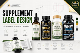 do amazing supplement label design, product label design cbd, hemp oil, protein