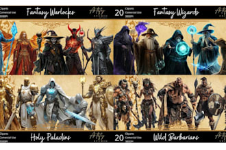 illustrate fantasy card game characters for tarot, tcg, ccg, rpg and board games