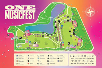 design a custom vector festival map or event map illustration