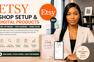 etsy store setup, etsy digital product, setup etsy shop planner digital product