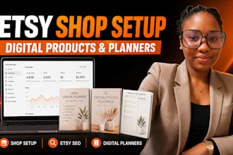 etsy store setup, etsy digital product, setup etsy shop planner digital product