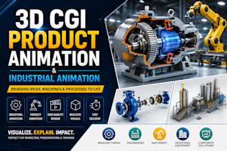 do 3d cgi product animation video and industrial animation
