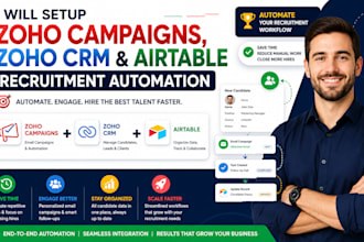 setup zoho campaigns, zoho CRM and airtable recruitment automation