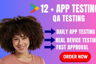 provide 12 or 20 testers for goggle play console closed testing app  for 14 days