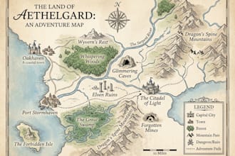 design theme park map, adventure map, tourist map, venue map and custom map