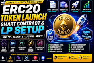 deploy erc20 smart contract setup liquidity pool and token launch