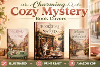design a charming cozy mystery book cover for amazon KDP