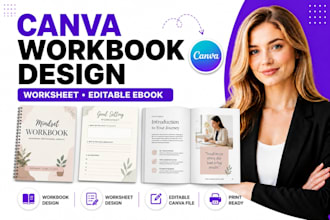 design canva worksheet, workbook and editable ebook design