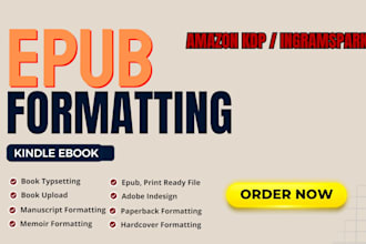 do epub formatting, kindle ebook formatting for amazon kdp and ingramspark